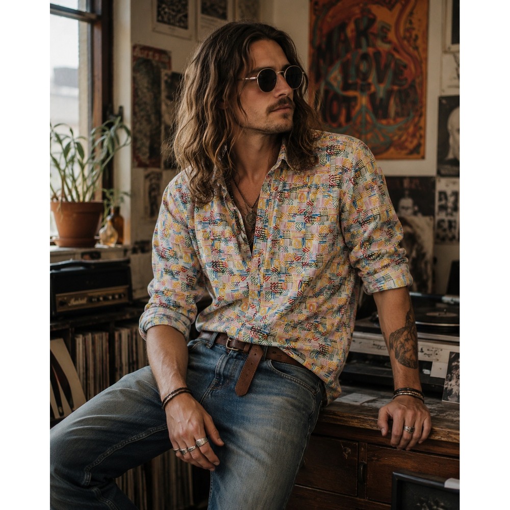 Cremieux Premium Cotton Men's 3XT Geometric Print Button Front Shirt